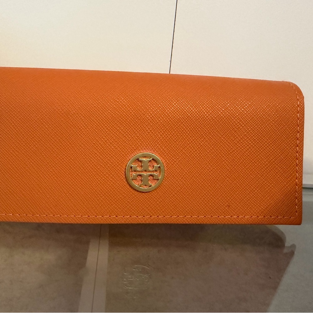 Tory Burch Orange Leather Glasses Case
